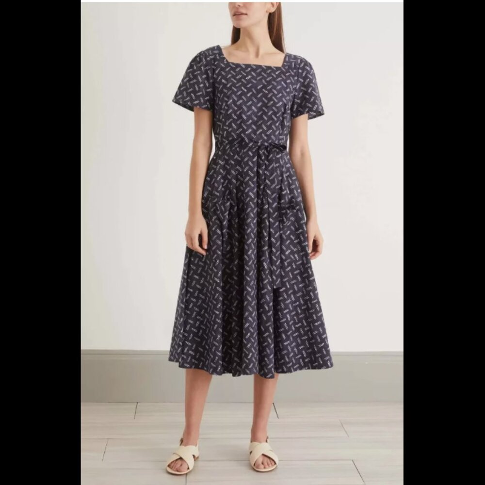 Merlette Jasmijn Wrap Midi Dress Printed Self Tie Cotton Resort XS New 263553